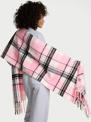 Victoria's Secret Pretty Blossom Pink Tartan Cosy Blanket Scarf - Image 2 of 3