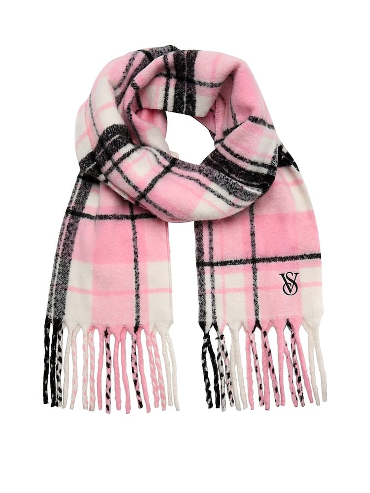 Victoria's Secret Pretty Blossom Pink Tartan Cosy Blanket Scarf - Image 3 of 3 Victoria's Secret Pretty Blossom Pink Tartan Cosy Blanket Scarf - Image 3 of 3