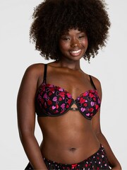 Victoria's Secret Pink Heartbreaker Black Lightly Lined Embroidery Bra - Image 1 of 4
