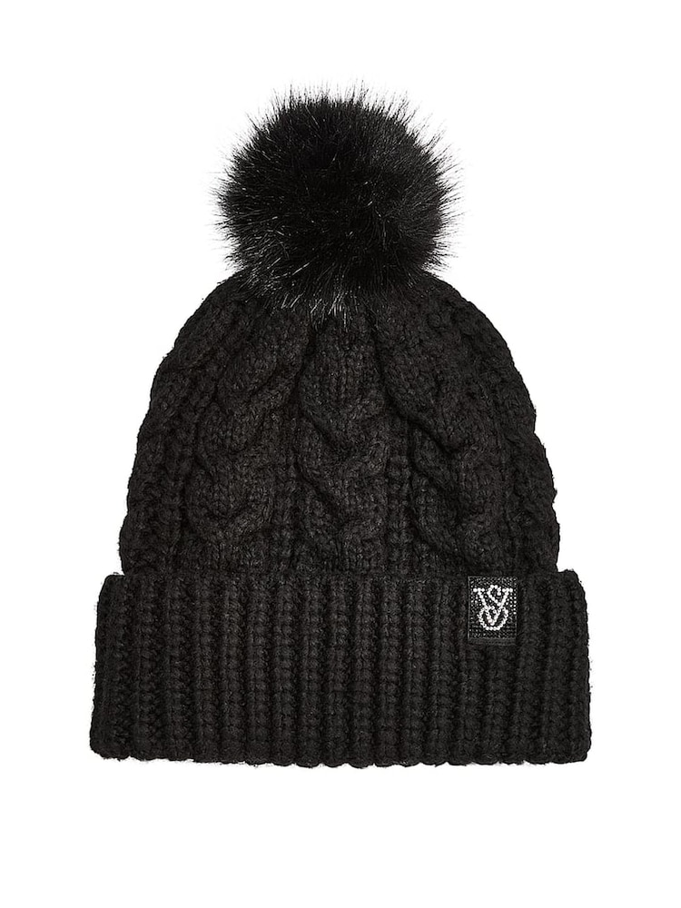 Victoria's Secret Black Knit Beanie Hat - Image 2 of 2 Victoria's Secret Black Knit Beanie Hat - Image 2 of 2