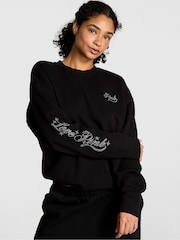 Victoria's Secret PINK Black Logo Print Fleece Sweatshirt - Image 1 of 2