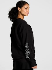 Victoria's Secret PINK Black Logo Print Fleece Sweatshirt - Image 2 of 2