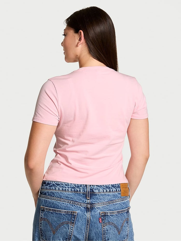 Victoria's Secret Washed Pretty Blossom Pink Fashion Show Cropped T-Shirt - Image 2 of 2 Victoria's Secret Washed Pretty Blossom Pink Fashion Show Cropped T-Shirt - Image 2 of 2
