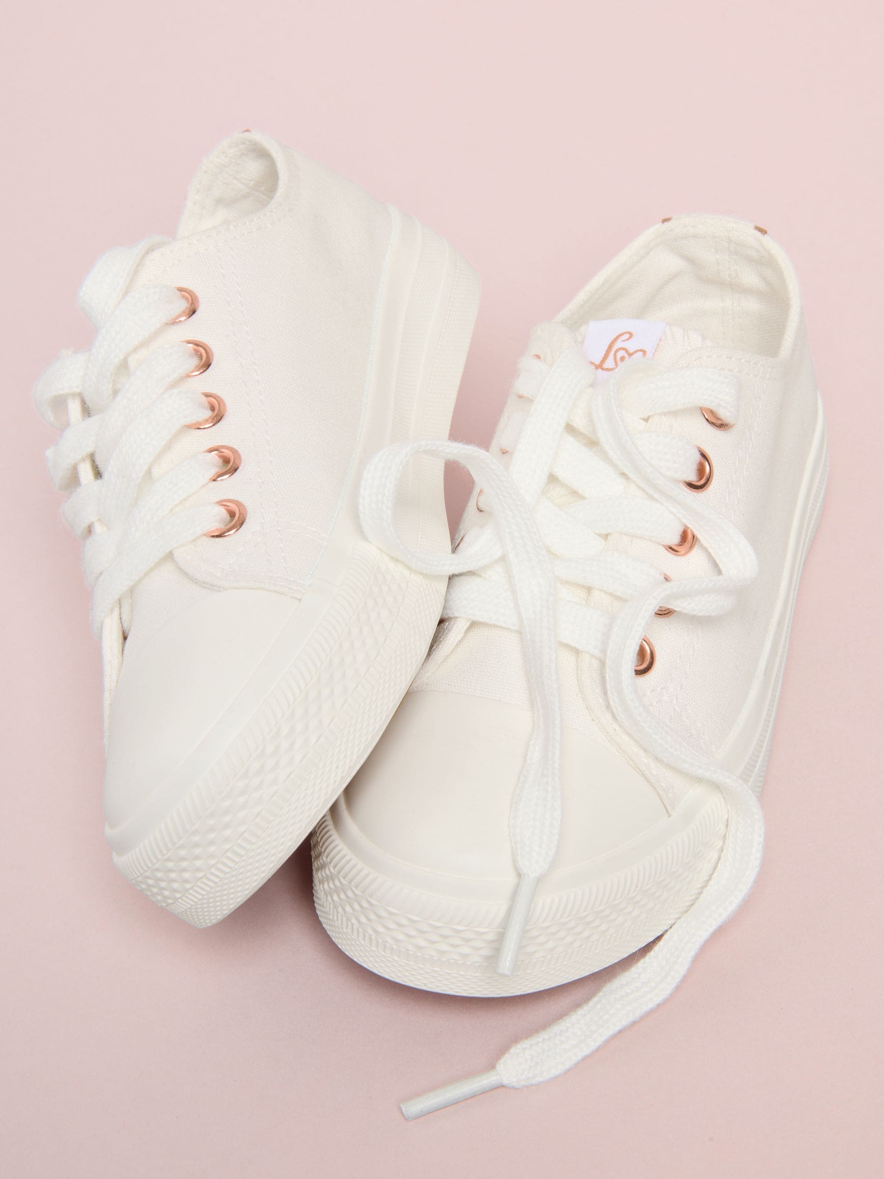 Cumpără Alb - Lipsy Low Top Cu șireturi Canvas Baseball Trainers