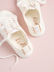 白色 - Lipsy Low Top Lace Up Canvas Baseball Trainers - 圖片 3，共 4