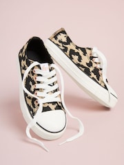 لون محايد - Lipsy Low Top Lace Up Canvas Baseball Trainers - Image 1 of 5