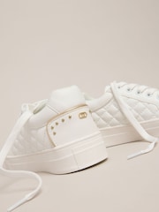 Lipsy White Lace Up Quilted Sports Trainers - Image 2 of 4