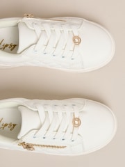 Lipsy White Lace Up Quilted Sports Trainers - Image 3 of 4