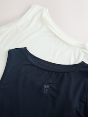 self. Navy/Cream Tank Tops 2 Pack with Lyocell - Image 11 of 11
