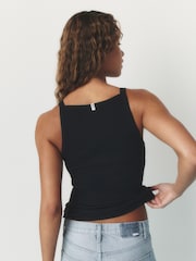 Schwarz - self. Top mit eckigem Ausschnitt - Bild 4 von 8