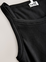 Schwarz - self. Top mit eckigem Ausschnitt - Bild 7 von 8