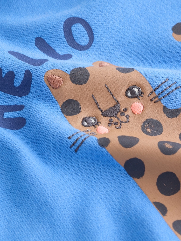 Blue Cat Animal Print Sweatshirt & Wide Leg Trousers Set (3mths-7yrs) - Image 10 of 10