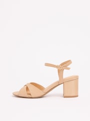 Friends Like These Raffia Natural Standard Fit Cross Over Mid Block Heeled Sandals - Image 5 of 5
