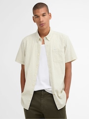 Barbour® Sea Green Cresswell Seersucker Summer Fit Shirt - Image 1 of 6
