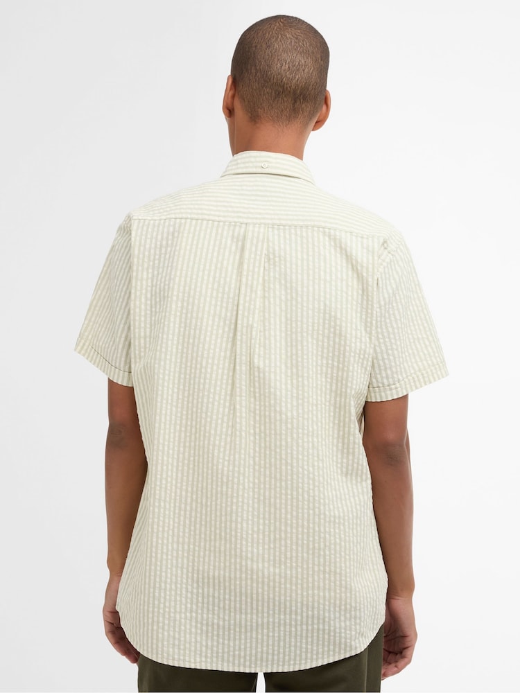 Barbour® Sea Green Cresswell Seersucker Summer Fit Shirt - Image 2 of 6