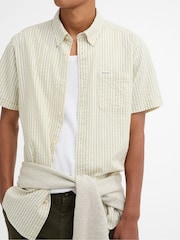 Barbour® Sea Green Cresswell Seersucker Summer Fit Shirt - Image 4 of 6