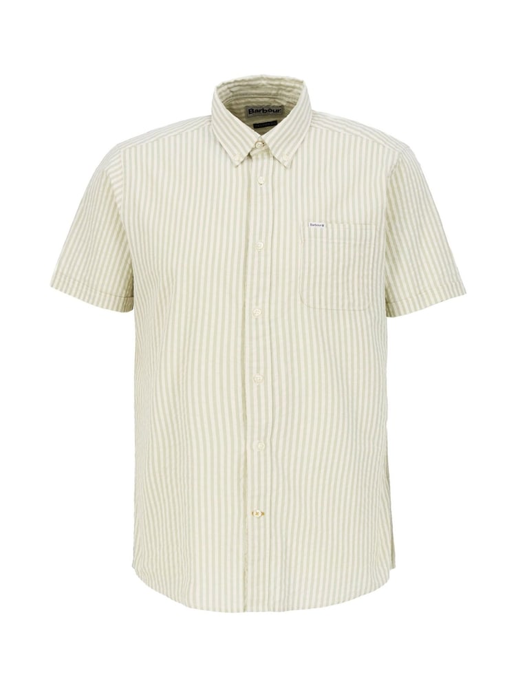 Barbour® Sea Green Cresswell Seersucker Summer Fit Shirt - Image 6 of 6