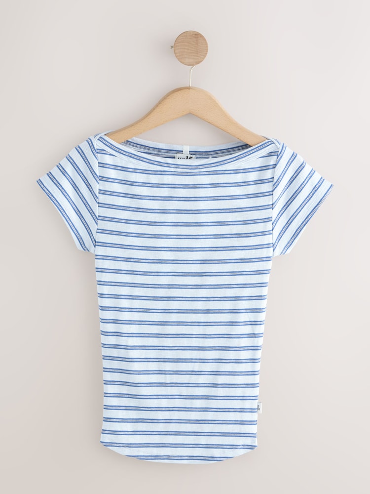 self. Blue/White Stripe Boat Neck T-Shirts 2 Pack - Image 2 of 11