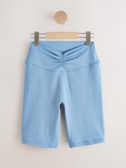 self. Blue Cycling Shorts with Ruched Waist - Image 7 of 9