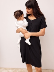 Black Maternity Nursing Ribbed Nightie - Image 1 of 4