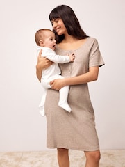 Mocha Brown Maternity Nursing Ribbed Nightie - Image 2 of 5