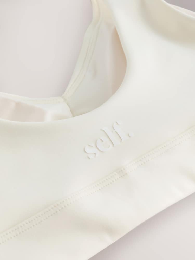 self. Ecru Ruched Sports Bra - Image 10 of 10