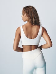 self. Ecru Ruched Sports Bra - Image 3 of 10
