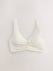 self. Ecru Ruched Sports Bra - Image 8 of 10