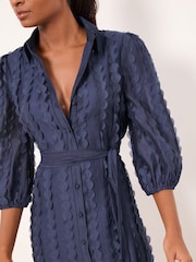 Lipsy Navy Textured Midi Shirt Dress - Image 2 of 4