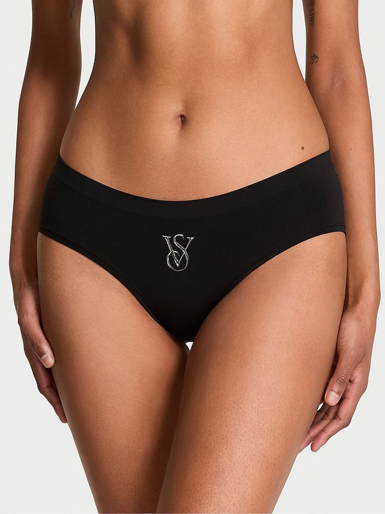 Victoria's Secret Black Hipster Sparkle Logo Knickers - Image 1 of 2 Victoria's Secret Black Hipster Sparkle Logo Knickers - Image 1 of 2