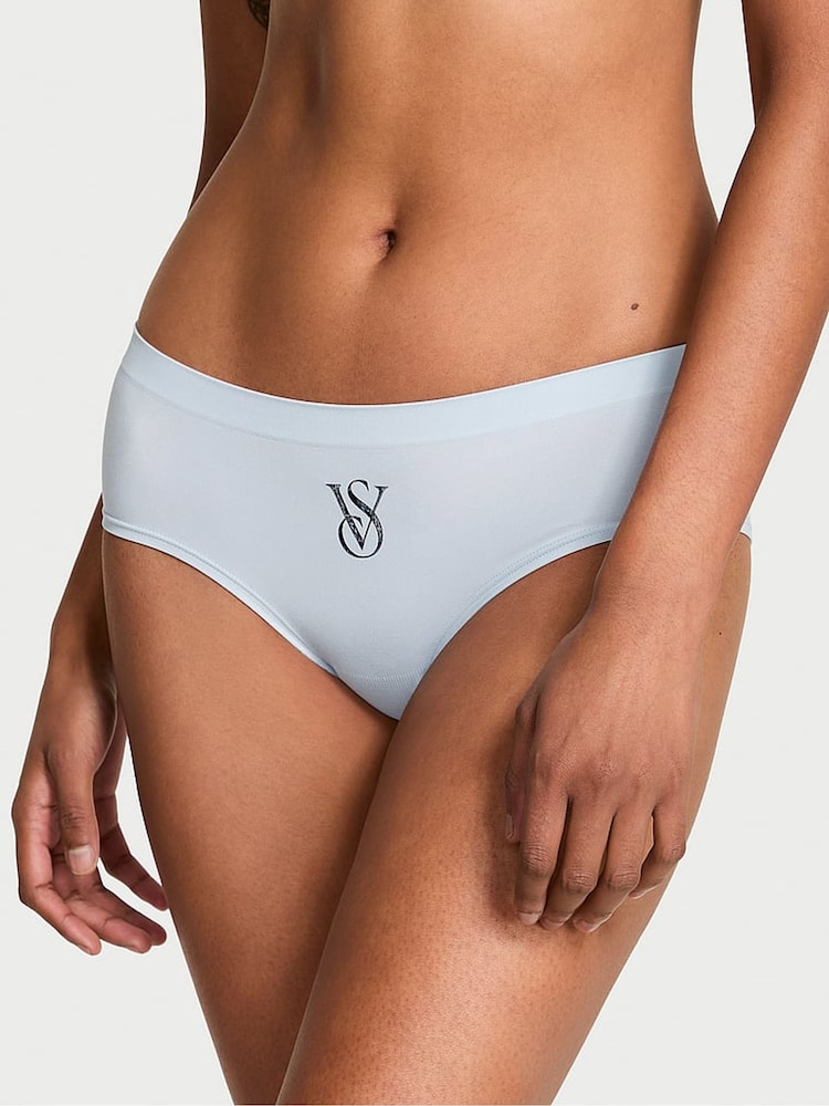 Victoria's Secret Palest Blue Hipster Sparkle Logo Knickers - Image 1 of 2 Victoria's Secret Palest Blue Hipster Sparkle Logo Knickers - Image 1 of 2