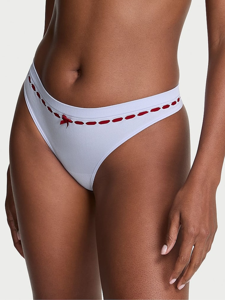 Victoria's Secret Soft Iris Blue Thong Ribbon Knickers - Image 1 of 2