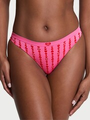 Victoria's Secret Rose Garden Pink Thong Heart Stripe Knickers - Image 1 of 2