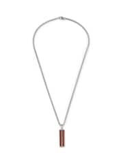 Pánský Stříbrná náhrdelník DCK z nerezové oceli s dřevěnou visačkou - Obrázek 1 z 2