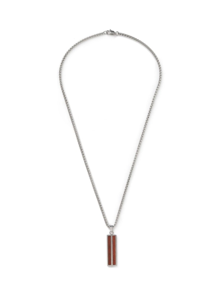 Pánský Stříbrná náhrdelník DCK z nerezové oceli s dřevěnou visačkou - Obrázek 1 z 2