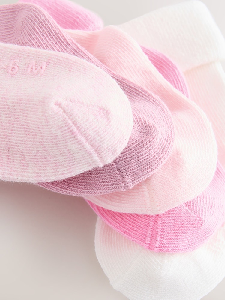 Pink Baby Socks 5 Pack (0mths-2yrs) - Image 2 of 3 Pink Baby Socks 5 Pack (0mths-2yrs) - Image 2 of 3