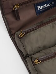 Barbour® Green Wax Hanging Washbag - Image 4 of 7