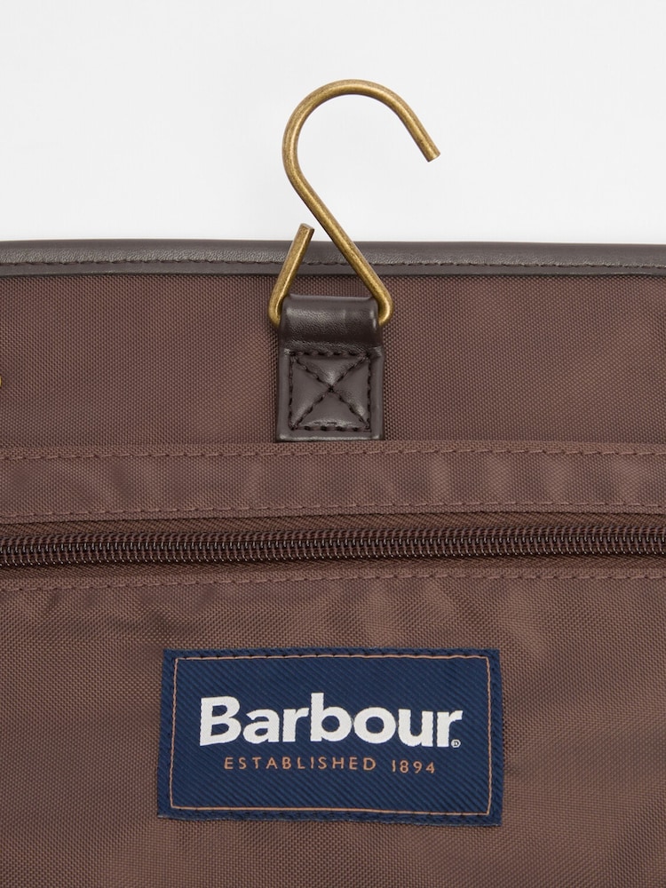 Barbour® Green Wax Hanging Washbag - Image 7 of 7