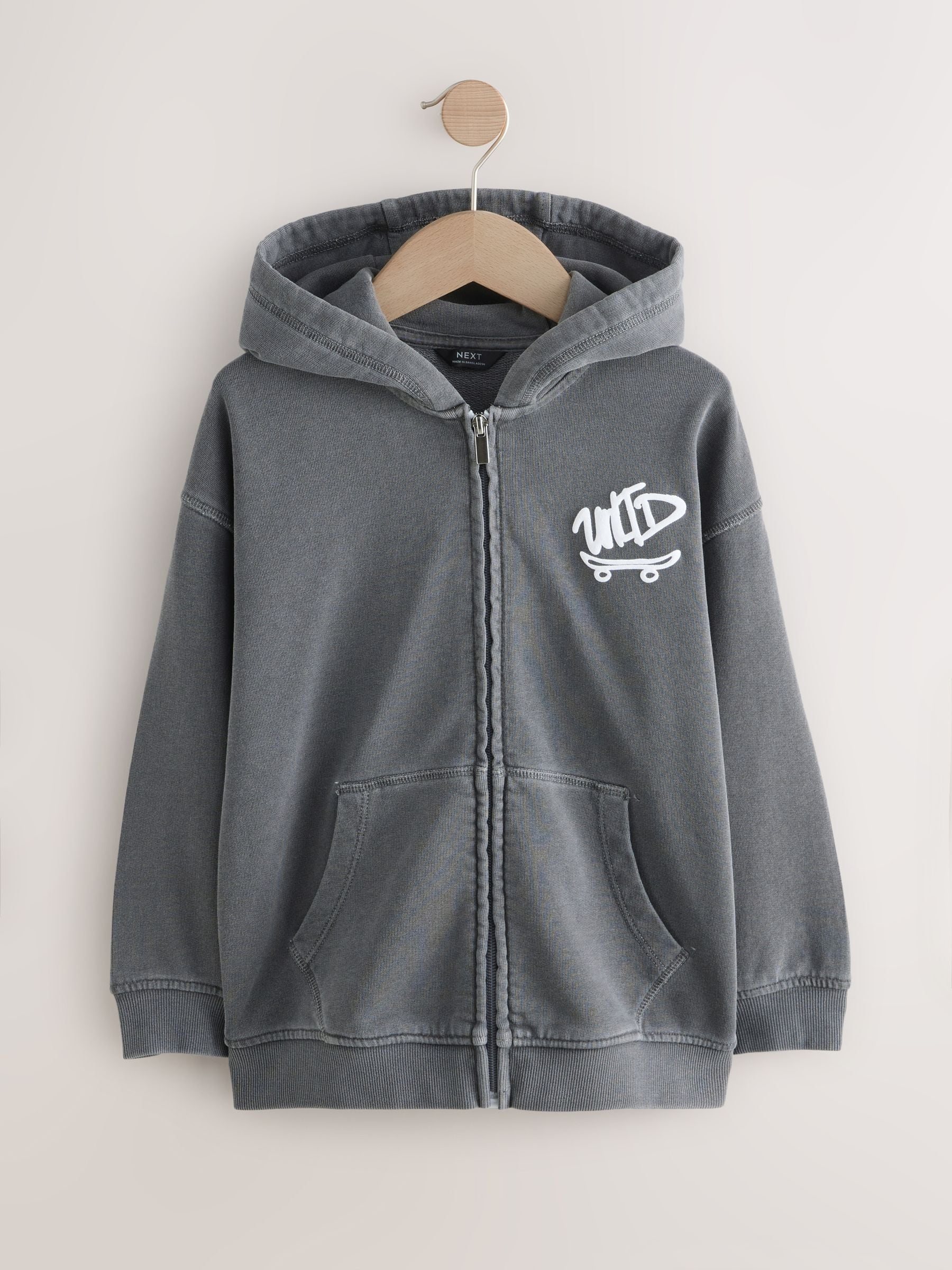 トップス print hoodie 2 toys/gray Buy Charcoal Grey Printed Zip Through Hoodie (3-16yrs) from Next USA