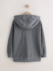 Charcoal Grey Printed Zip Through Hoodie (3-16yrs) - Image 2 of 4