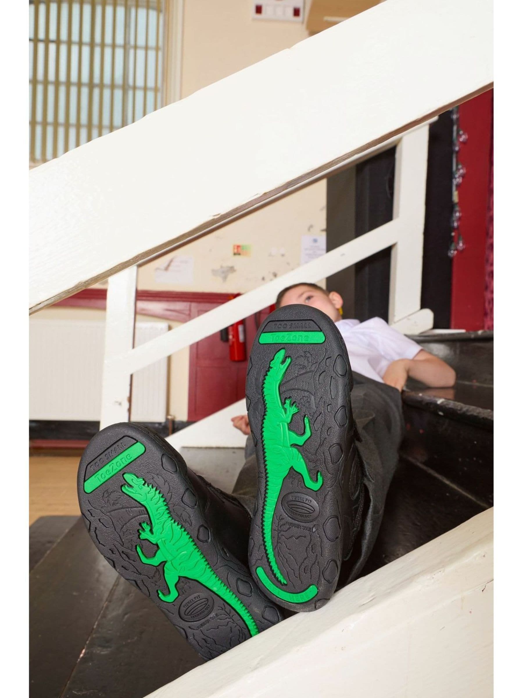 Buy Toezone Black Luca Dinosaur Rip Tape School Shoes from the