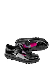 ToeZone Girls Patent Unicorn Rip Tape School Black Lilo Shoes - Image 11 of 11