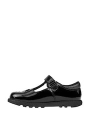 ToeZone Girls Patent Unicorn Rip Tape School Black Lilo Shoes - Image 4 of 11
