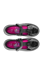 ToeZone Girls Patent Unicorn Rip Tape School Black Lilo Shoes - Image 7 of 11