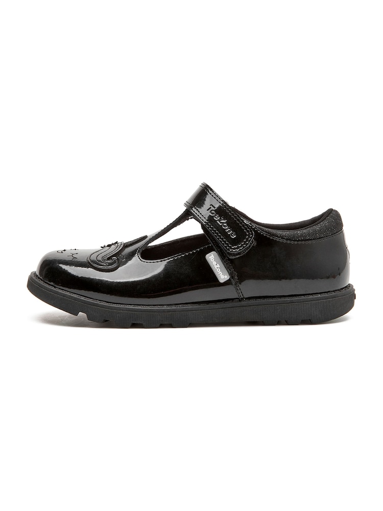 ToeZone Girls Patent Unicorn Rip Tape School Black Lilo Shoes - 圖片 7,共 7 ToeZone Girls Patent Unicorn Rip Tape School Black Lilo Shoes - 圖片 7,共 7