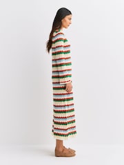 Rixo Cream Lucila Retro Multi Chevron Dress - Image 2 of 6
