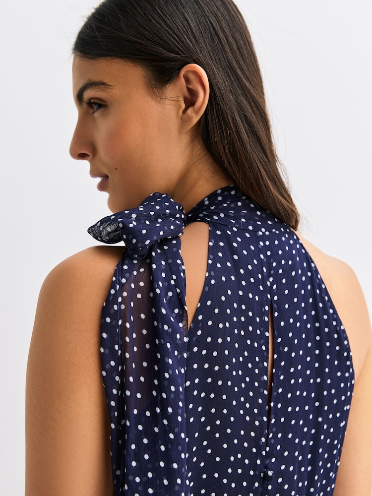 rixo blue polka dot dress Clarice Midi Dress in Polka Dot Navy main image 0