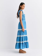 Rixo Blue Aubrie Tiered Midi Dress - Image 2 of 6