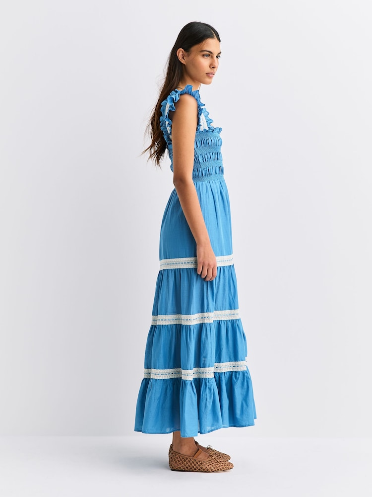 Rixo Blue Aubrie Tiered Midi Dress - Image 2 of 6