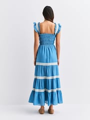 Rixo Blue Aubrie Tiered Midi Dress - Image 3 of 6